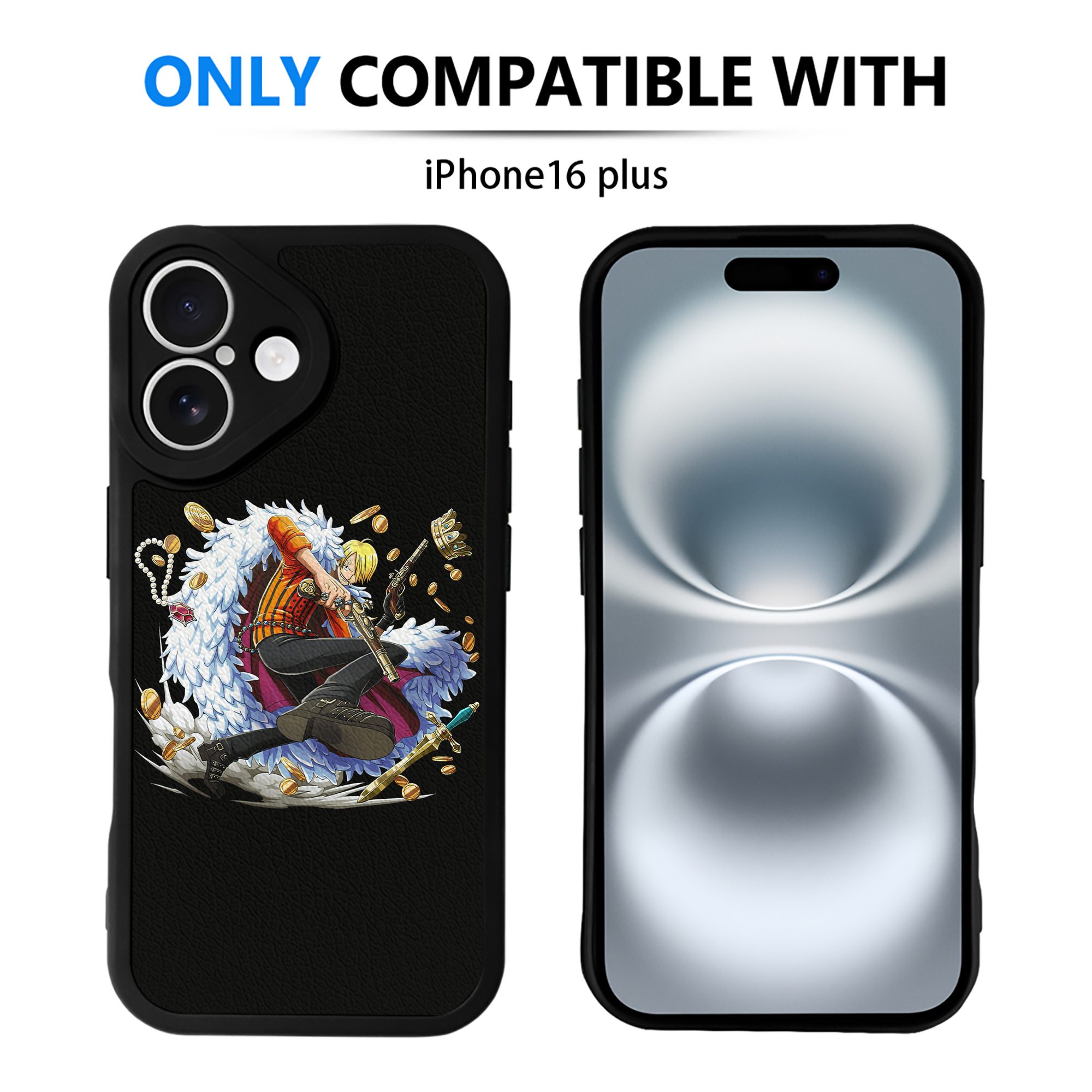 （画像用） ワンピース サンジ ONE PIECE Sanji 【iPhone 16シリーズ対応】シリコンスマホケース（レザー調） 材質：シリコン